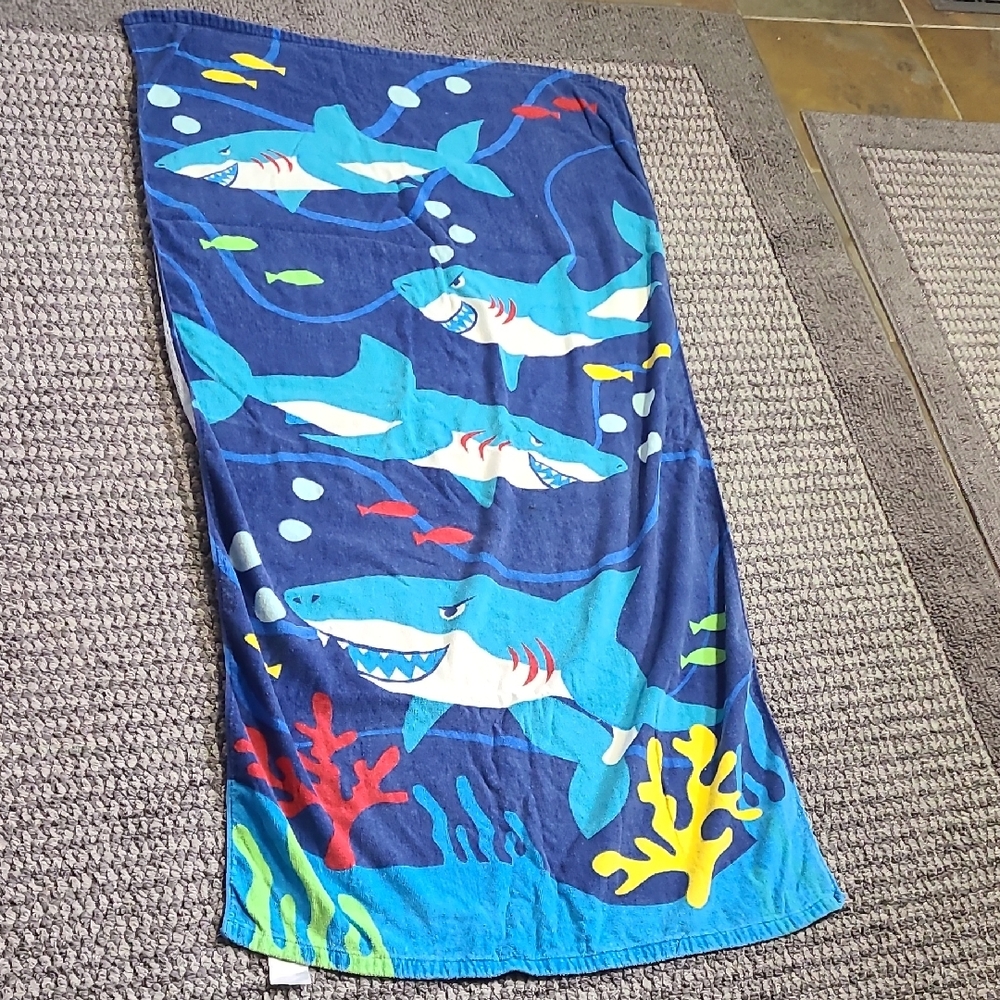 Shark Print Beach Towel‎ kids Used Condition